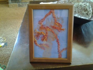 Fall Leaves with hand arm print and yarn